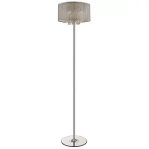 Luminosa Spring 4 Light Floor Lamp Silver, Crystal Glass, G9