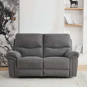 Fosse 2 Seater Manual Recliner Fabric Modern Living Sofa Dark Grey