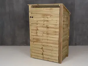 Wooden log store (roof sloping back) with door W-119cm, H-180cm, D-88cm - natural (light green) finish