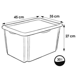 Keeeper Bambi Turn Around Stackable Box with Lid 30 Litre Transparent