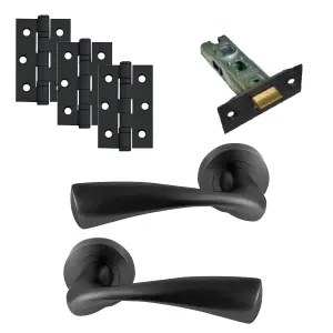 UAP Door Handle - Pair - Lever on Rose - Developer Truro - Latch Pack - Complete Set - Matt Black