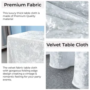 Diamond Velvet Rectangle Tablecloth, White , 70 Inch x 144 Inch