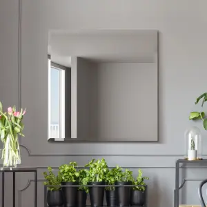 MirrorOutlet Moderni - All Glass Modern Bevelled Square Wall Mirror 31" X 31" (80x80CM)