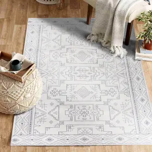 Vernal Felix  Geometric berber  Area Rug Grey & White , 152 cm x 213 cm