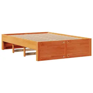 Berkfield Bed Frame without Mattress with Drawers Wax Brown 150x200 cm King Size Solid Wood Pine