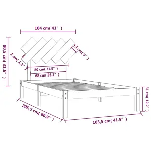 Berkfield Bed Frame Black 100x200 cm Solid Wood