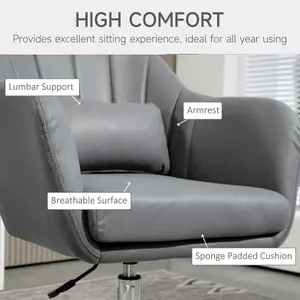 HOMCOM Stylish Retro Swivel Tub Chair Steel Frame Cushion Seat Dark Grey