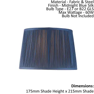 Tapered Cylinder Lamp Shade - Midnight Blue Silk - 60W E27 or B22 GLS - e10824