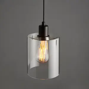 Anson Lighting Newbrook Pendant light finished in Matt black and clear glass