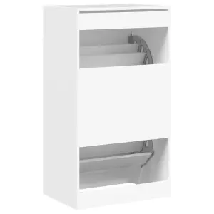 Shoe Cabinet with 2 Flip-Drawers White 60x42x108 cm