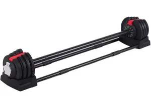 Strongology ELEMENT SET Home Fitness Black/Red Adjustable Smart Barbell/Dumbbell/Kettlebell from 2kg up to 19kg Training Weights