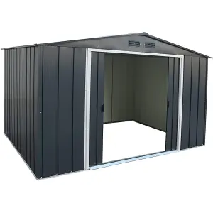 10 x 10 Apex Metal Garden Shed - Anthracite Grey (10ft x 10ft / 10' x 10' / 3.2m x 3.0m)