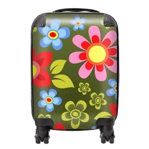 Red And Blue Flowers Suitcase - Small