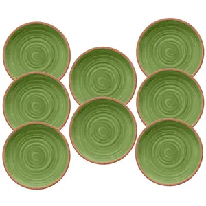 Purely Home Rustic Swirl Green Melamine Dinner Plates - Set of 8