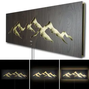 MA02 Handmade Landscape & Nature Wall Decor Walnut Black/Gold