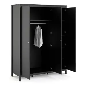 Madrid Wardrobe with 3 doors in Matt Black