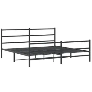 Berkfield Metal Bed Frame without Mattress with Footboard Black 200x200cm