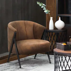 Faux Leather Suede Brown Viviana Accent Chair