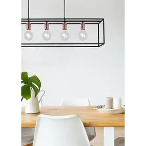 Lucide Arthur Modern Bar Pendant Light - 5xE27 - Black