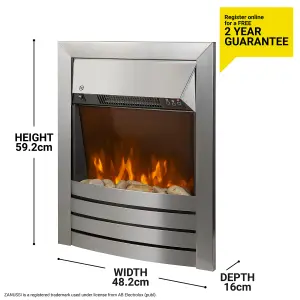 ZANUSSI ZEFIST1001SS Electric Inset Fire 2KW - Stainless Steel