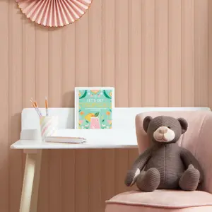 Contemporary Wood Slat Wallpaper In Soft Pink