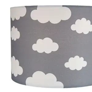 White Clouds Children's/Kids Grey Cotton Fabric Bedroom Lamp or Pendant Shade