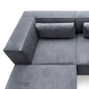 Doris Modular Corner Sofa in Dark Grey Cord Chenille