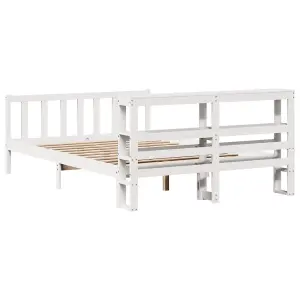 Berkfield Bed Frame without Mattress White 150x200 cm King Size Solid Wood Pine