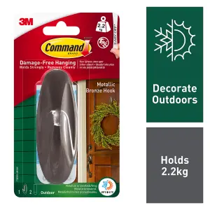 3M Command Designer Outdoor Large Bronze Hook (Holds)2.2kg