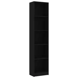 Berkfield 5-Tier Book Cabinet Black 40x24x175 cm Engineered Wood