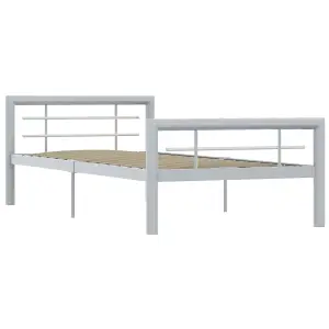 Berkfield Bed Frame Grey and White Metal 100x200 cm