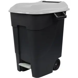 100 Litre Wheelie Bin with Foot Pedal - Grey Lid