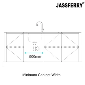 JASSFERRY Stainless Steel Kitchen Sink Single Bowl Reversible Drainer, Top Overflow Hole Design, 980 x 510 mm