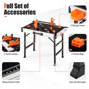 Costway Folding Work Table Portable Workbench Workstation w/ 2 Quick Clamps & 4 Clamp Dogs