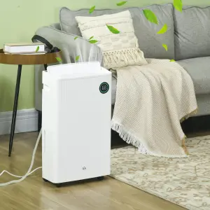 HOMCOM 16L/Day Quiet Air Dehumidifier with Purifier, UVC, Ioniser, Timer, White