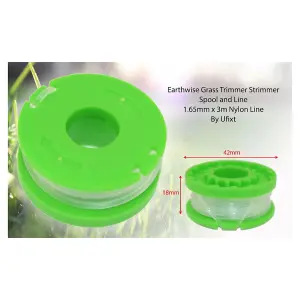 Earthwise Grass Strimmer Trimmer Spool and Line 1.65mm x 3m by Ufixt