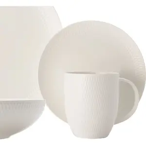 White Basics 16 Piece Porcelain China Dinnerware Set - Service for 4