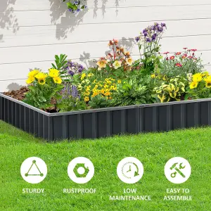 Outsunny Metal Raised Garden Bed No Bottom DIY Large Planter Box w/ Gloves