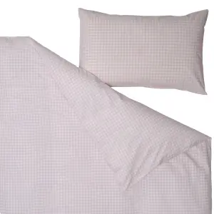 Gingham Check Pink & white Single Duvet cover & pillow case set