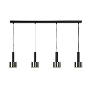 Lucide Teun Retro Bar Pendant Light - 4xE27 - Black