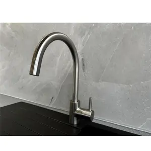 Liquida W06BN Swan Neck Single Lever Monobloc Brushed Nickel Kitchen Mixer Tap