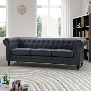 Richland 3 Seat Bonded Leather Sofa - Grey