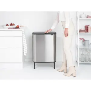 Brabantia Bo Hi 30 Litre + 30 Litre Touch Bin with Two Inner Buckets Matt Steel Fingerprint Proof