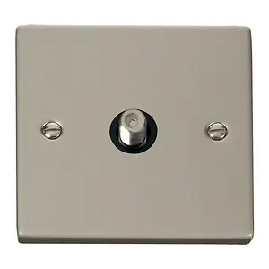 Pearl Nickel Satellite Socket 1 Gang - Black Trim - SE Home