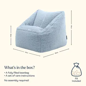 icon Kids Teddy Bear Armchair Bean Bag Blue Childrens Bean Bags