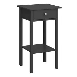 Valenca Satin black MDF 1 Drawer Bedside table (H)700mm (W)400mm (D)354mm