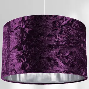 Modern Crushed Velvet Lamp Shade with Shiny Paper Inner Purple / 20cm H x 30cm W x 30cm D