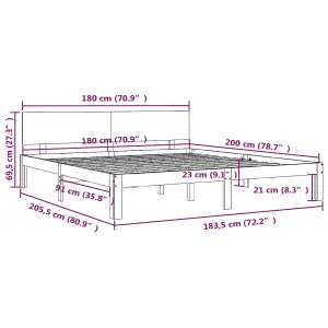 Berkfield Bed Frame Solid Wood 180x200 cm Super King Size