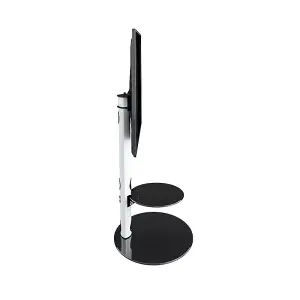 AVF Lugano 80cm Oval Pedestal TV Stand - Satin White and Black Glass