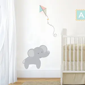 Elephant with Kite Wall Sticker